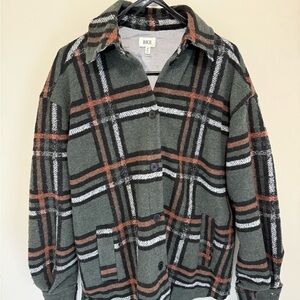 BKE Green and Brown Plaid Jacket
